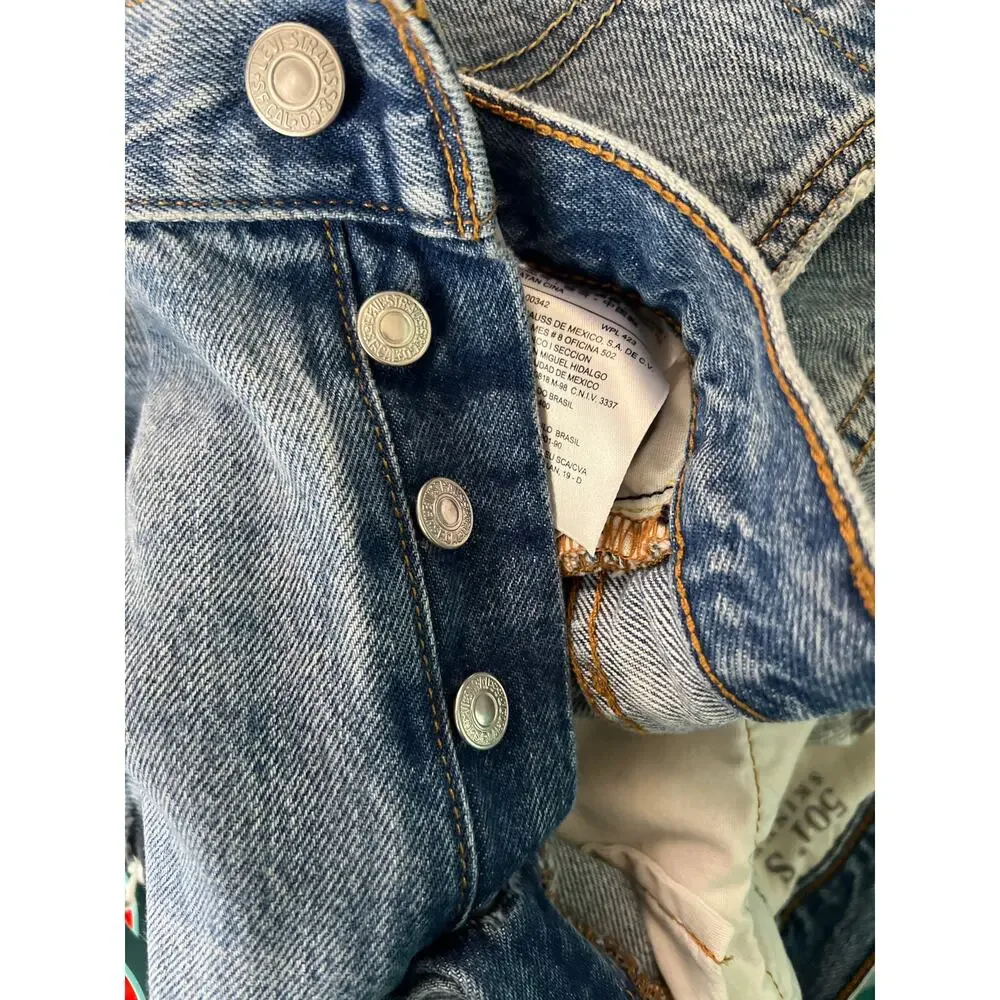 Levi's Jeans Mens‎ 501 S Skinny High Rise Distressed Denim Blue Jeans